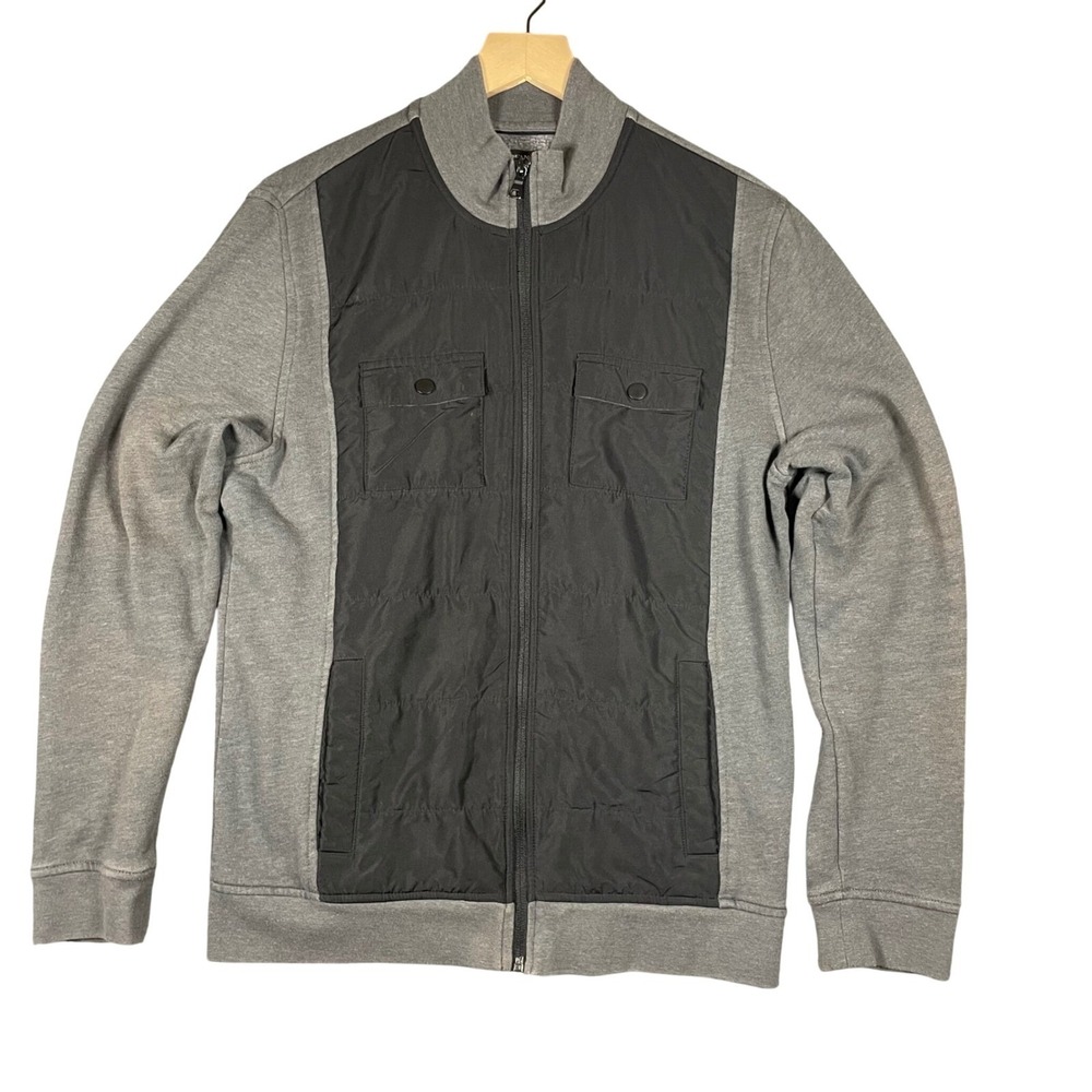 Alfani Jacket Sweatshirt Mens Grey Regular Fit Full Zip Mock Neck Size M Casual